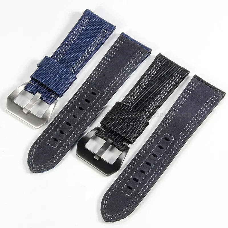Cinturino Per Orologio In Pelle + Nylon Da 24Mm Per Panerai Pam 00984/985 Pam1122/753/1312 Cinturino Da Polso Uomo Donna Orologio Sportivo Sostituzion
