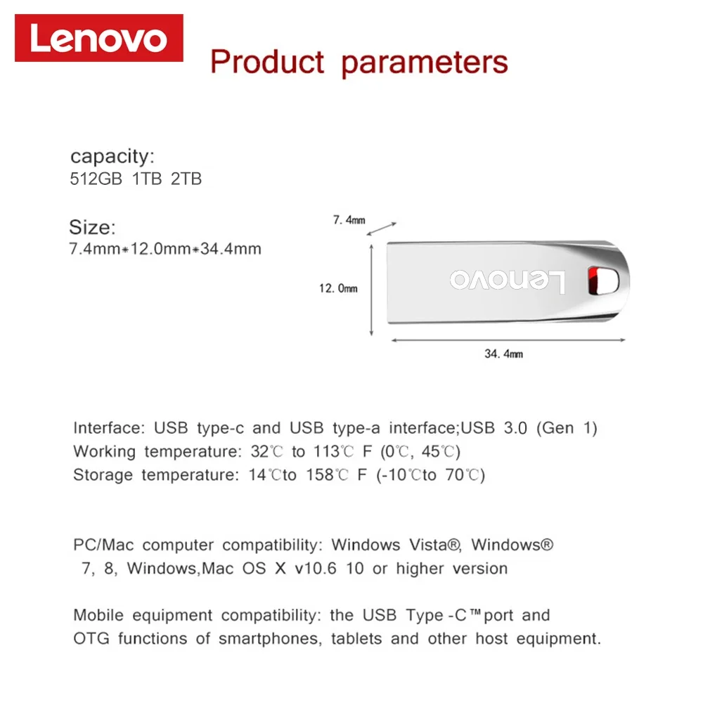 Lenovo 2TB Usb 3.0 Flash Drives High Speed Metal Pendrive 1TB 512GB 256GB Portable Usb Drive Waterproof Memoria Usb Flash Disk images - 6