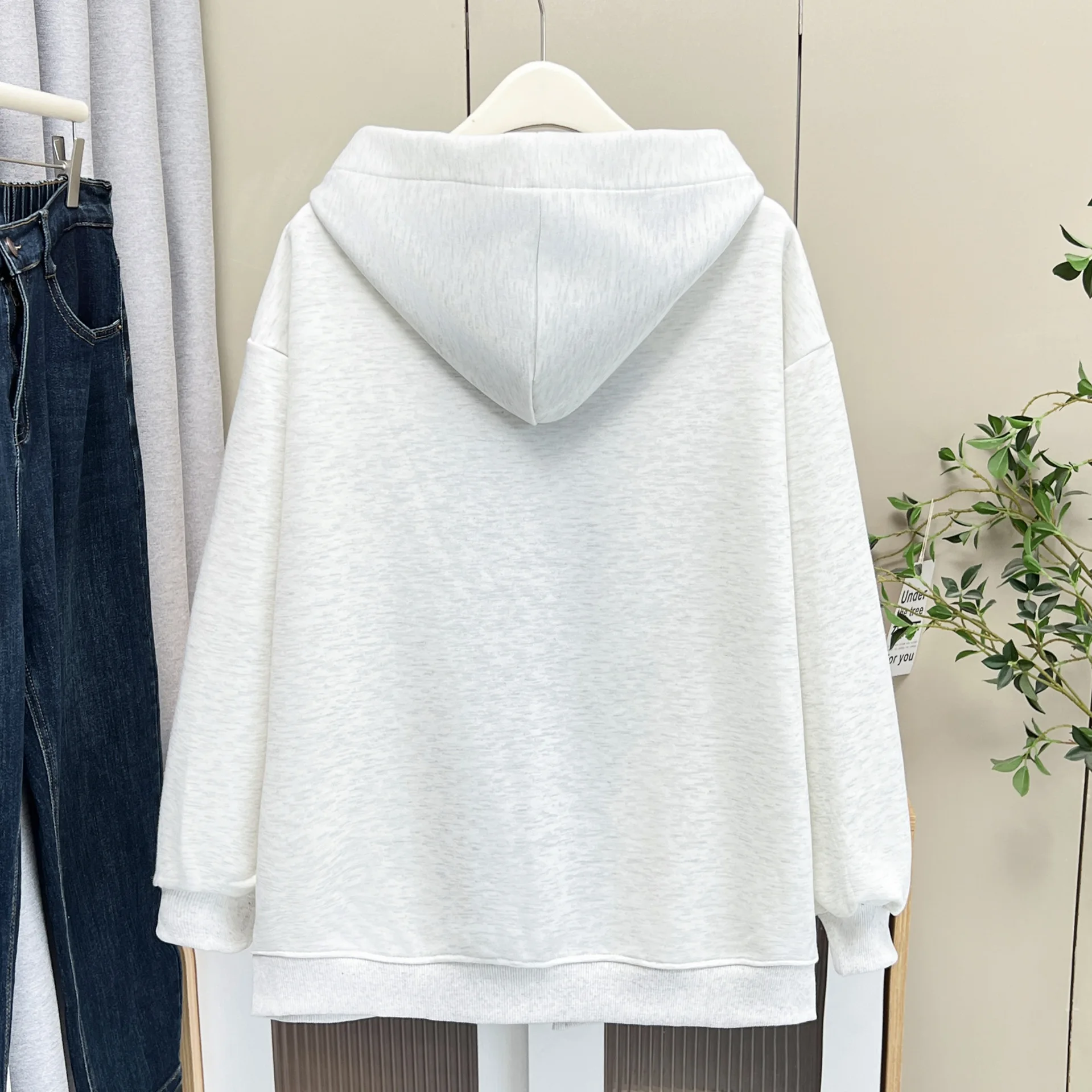 XXXXL Fashion Plus Size Women's Hoodies Casual Loose Plaid Inner Patchwork Hooded Sweatshirt Jacket