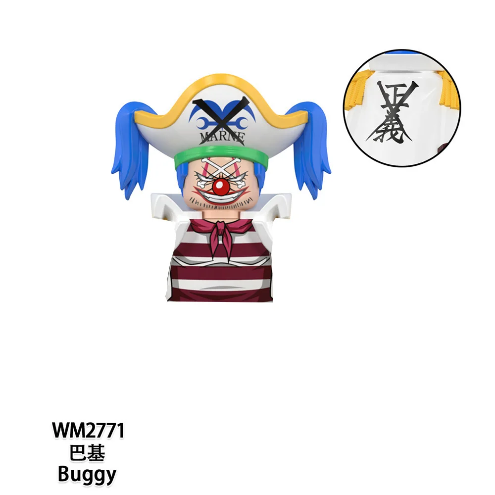 Anime One Piece Mini Action Figures Dracule Mihawk Buggy Sir Crocodile Jinbe Building Blocks Doll Desktop Ornament Kids Gifts
