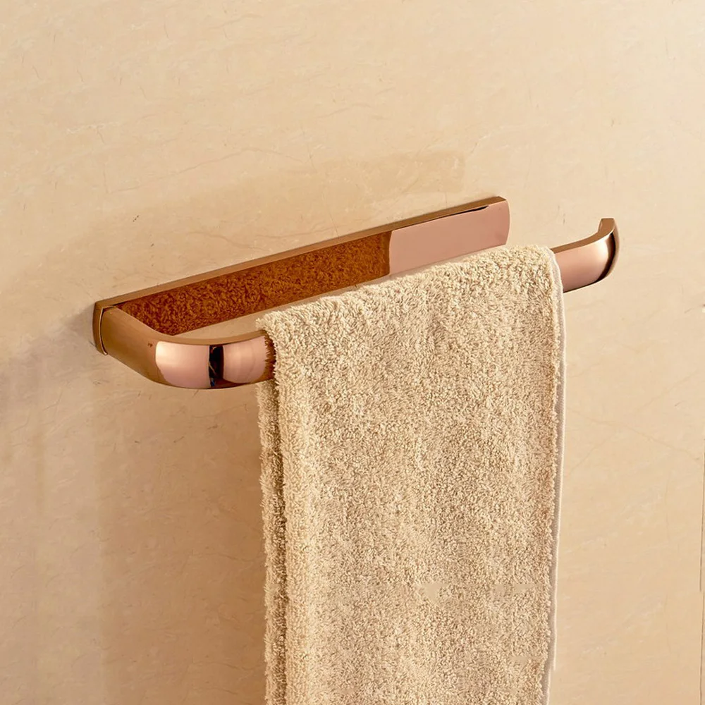 Wall Mounted Luxury Polished Rose Gold Brass Bathroom Single Towel Bar Towel Rail Holder Bathroom Accessory mba868