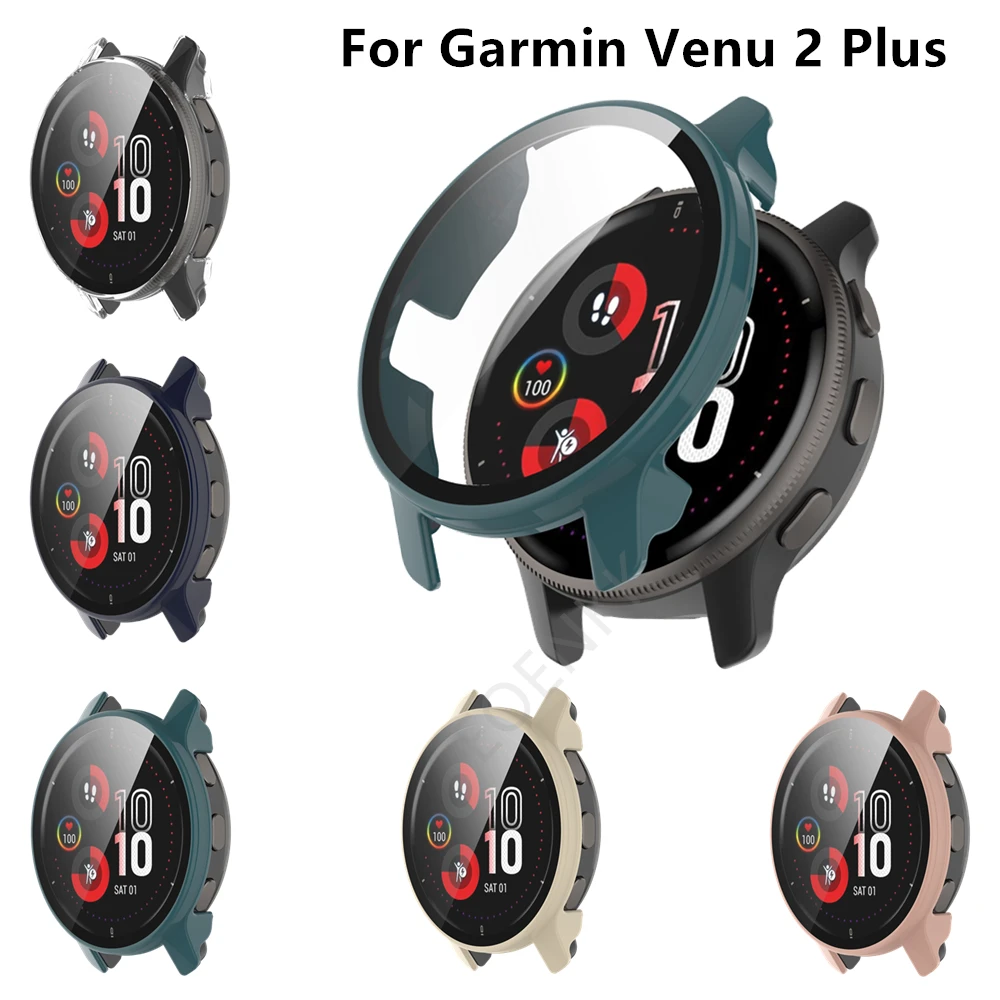 Screen Protector Cover Case For Garmin Venu 2 Plus Full Coverage Tempered Glass PC Protective Sleeve Shell For Garmin Venu2 Plus