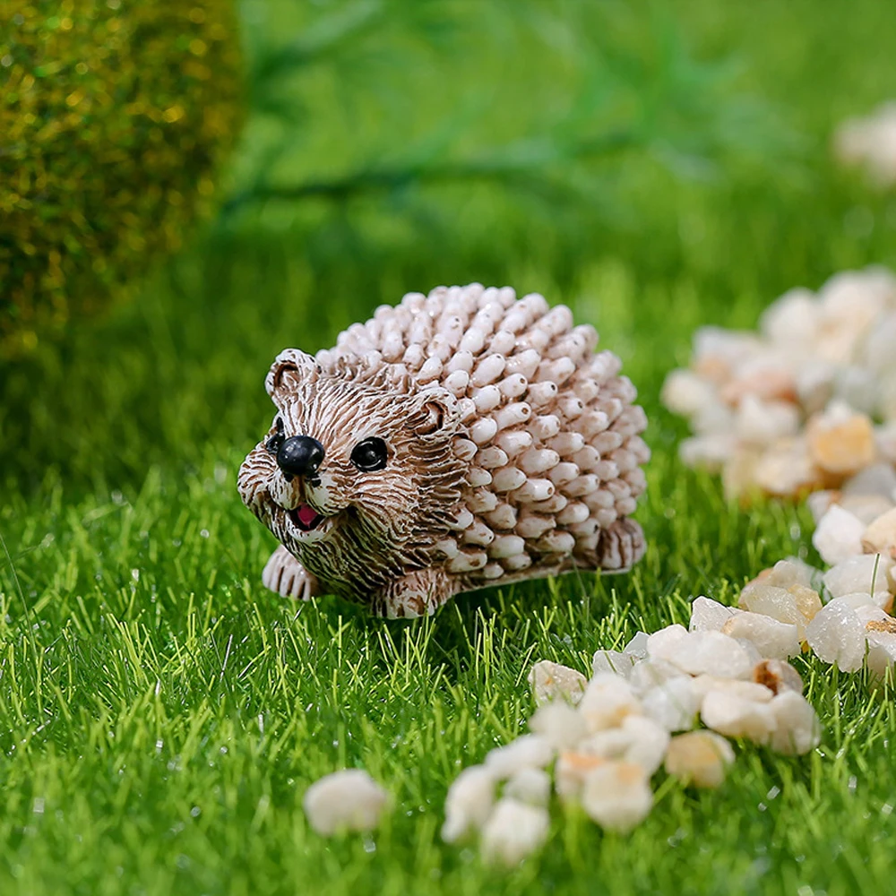 Set Di 6 Statuette In Miniatura Per Giardino Fatato - Ricci E Funghi In Resina, Per Micro Paesaggi, Terrari, Bonsai E Casa Delle Bambole - 4
