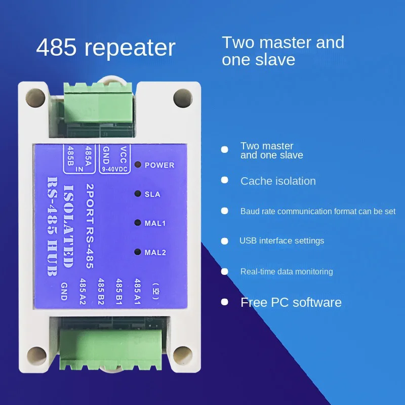 Industrial Grade Two Master One Slave Hub RS485 Repeater Buffer Photoelectric Is