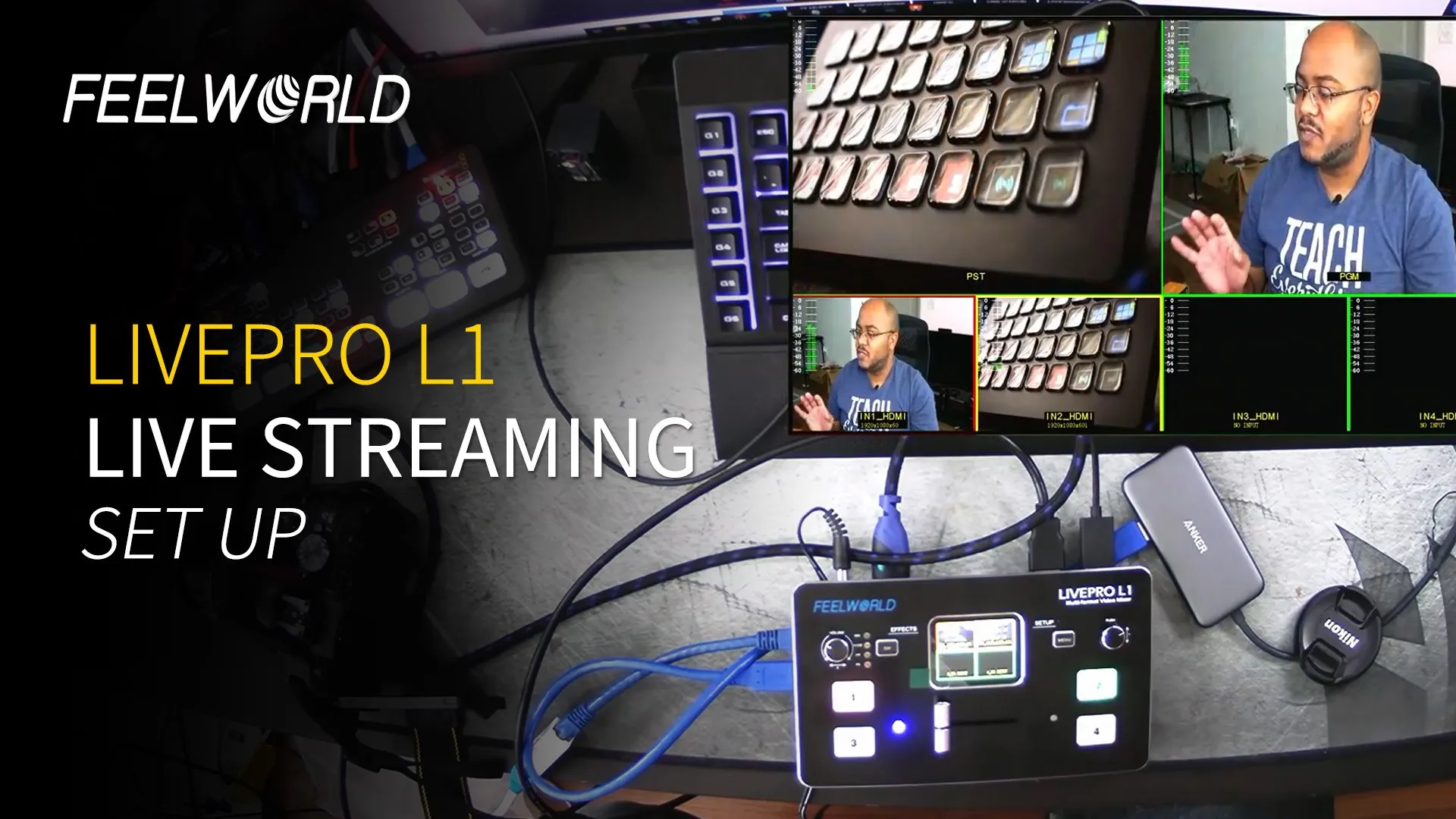 FEELWORLD LIVEPRO L1 V1 Multi Format Video Mixer Switcher 4xHDMI Inputs Camera P