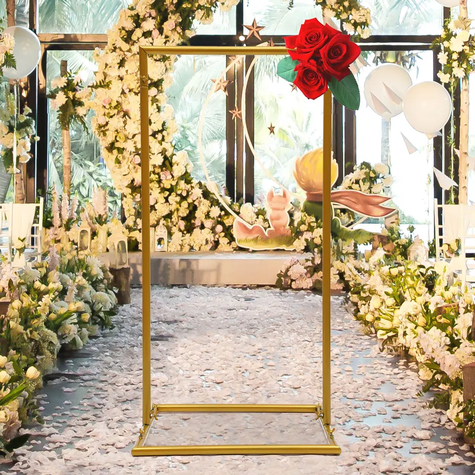 Gold Wedding Arch Square Backdrop Stand