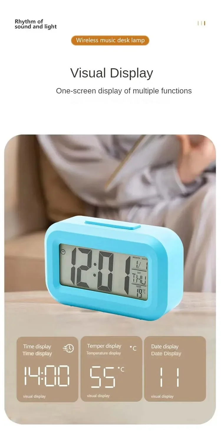 Description Picture 6 of itemElectronic Wall Clock Silent Mini Alarm Date Backlight 12/24H Temperature Week Countdown Powered Digital Clocks. Battery Desk