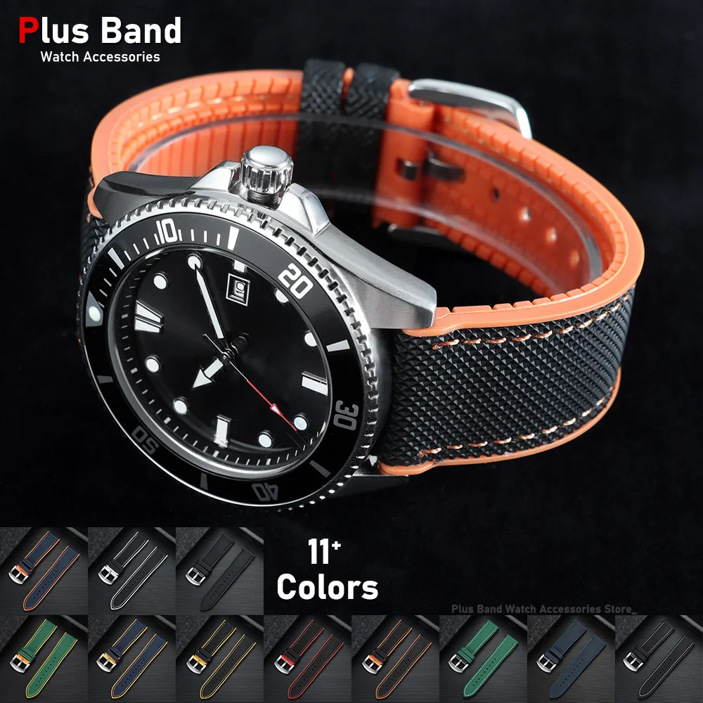 Nylon Sailcloth Rubber Hybrid Waterproof Watch Strap Bracelet