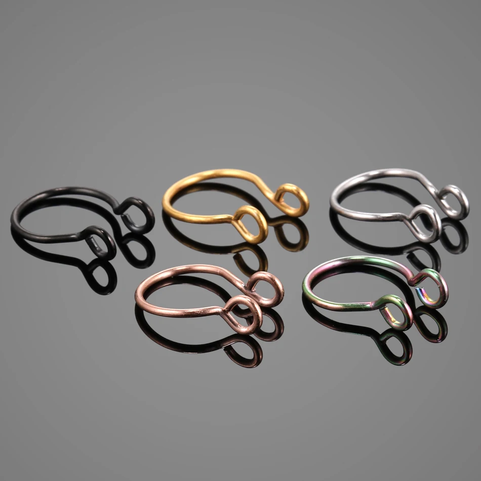 1/5 pz/set Clip per naso a forma di U anello finto setto senza Piercing anelli per labbra 3 colori in acciaio inossidabile a ferro di cavallo regalo di gioielli per il corpo delle donne image_2