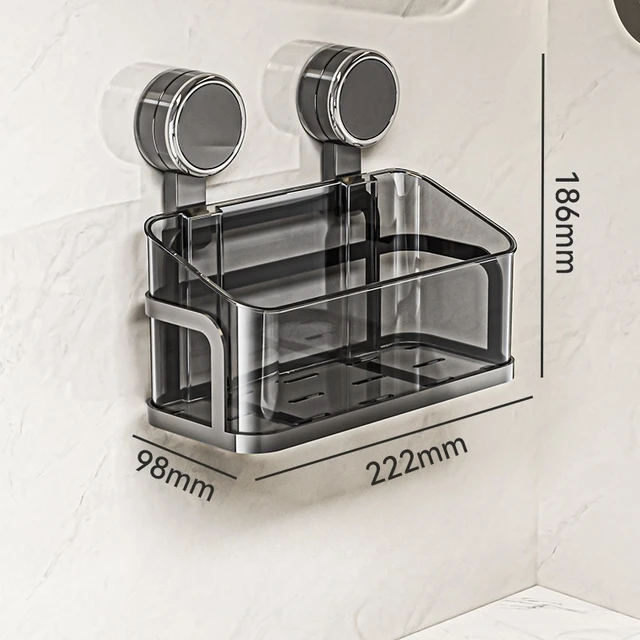 Portaoggetti a ventosa, senza punzonatura, sensazione di fascia alta, contenitore per WC, WC, scatola per cosmetici da bagno 6