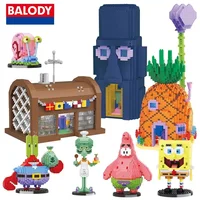 Spongebob Building Blocks Krusty Krab Restaurant Pineapple House Squidward Room Scenes Patrick Star Figure Model Toys Kids Gifts 1