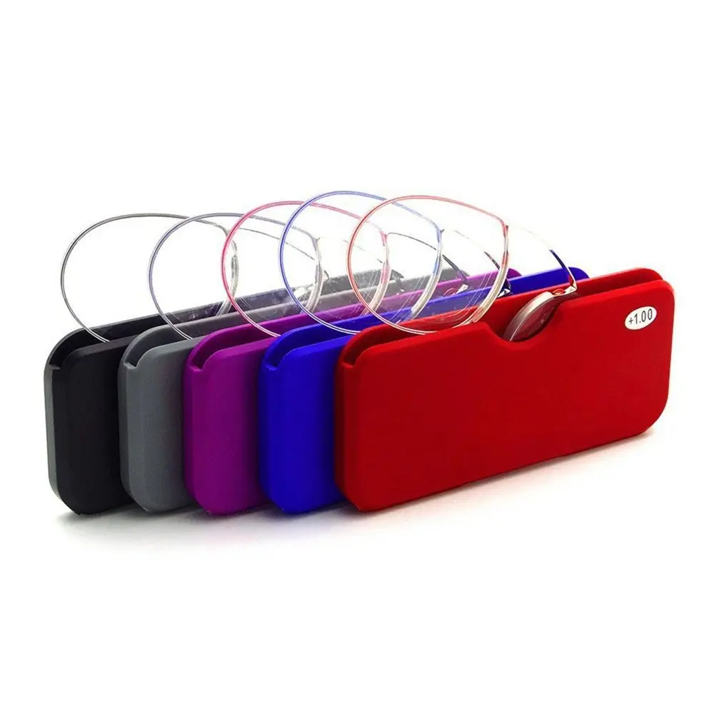 

Nose Clip Rimless Reading Glasses With Case Mini Portable Legless Lazy Glasses Men Women Presbyopic Glasses Magnifying +1.0-+3.5