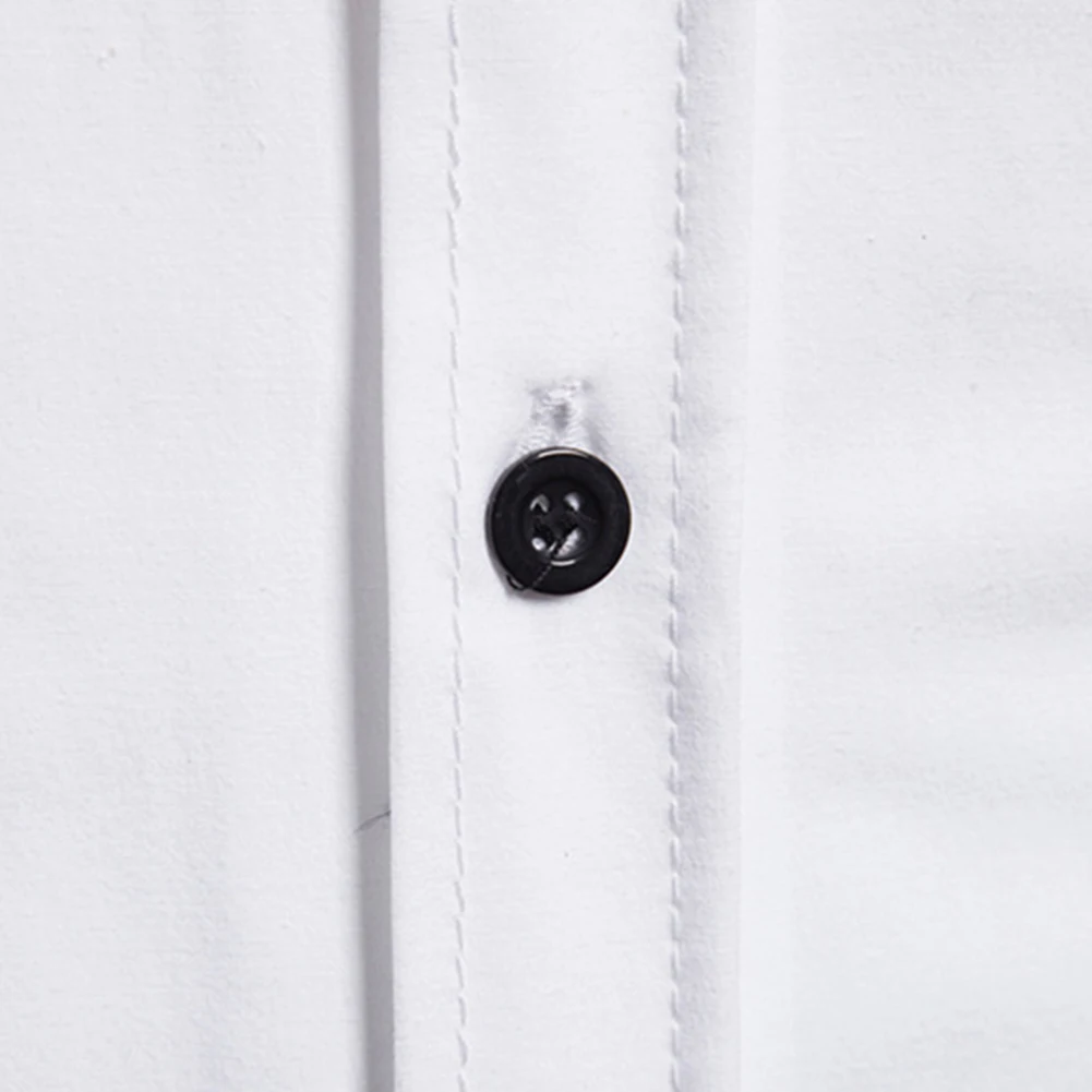 

Деловые рубашки с пуговицами на воротнике и длинным рукавом, мужская приталенная Строгая рубашка, блузка, топы, белый/черный/красный, Полиэстеровая ткань M 2XL