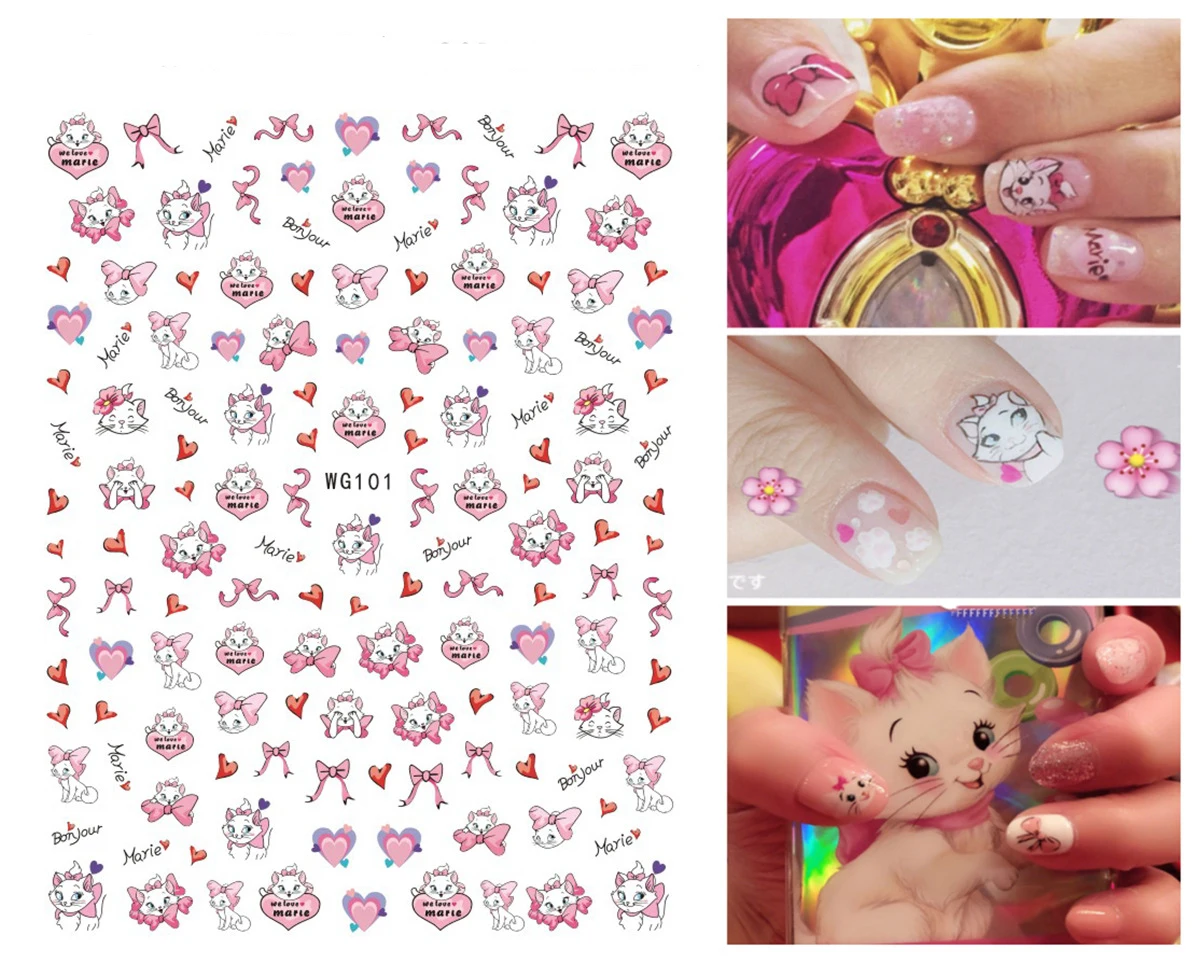 Nail Stickers Miniso Pokemon Cartoon Pikachu Squirtle Nail Art Decoration Sanrio Kurome Melody 3D For Nails Manicure