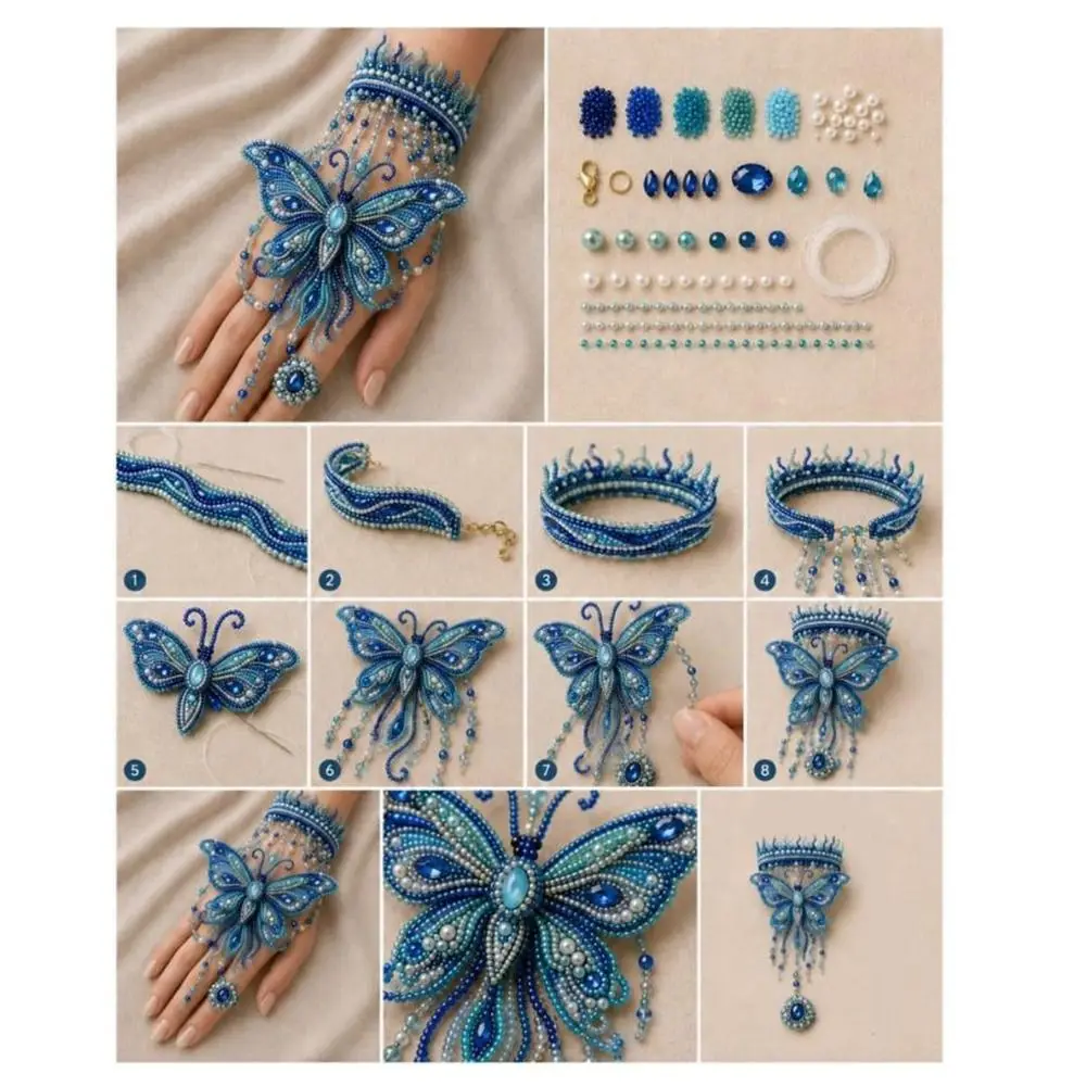 Ocean Series Animal Beaded Bracelet DIY Kit - Dolphin & Butterfly Design