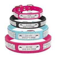 Personalized Cat Collar Bling Rhinestone Small Dog Cats Collars Free Custom Kitten Puppy Nameplate ID Necklace Pet Accessories 2