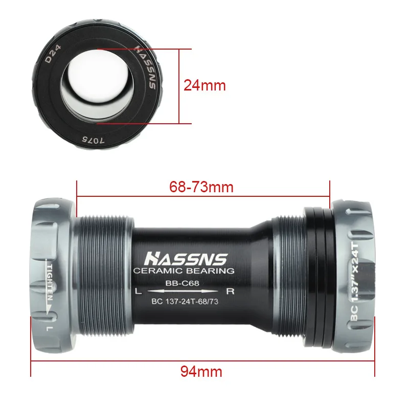 BSA 68 세라믹 바텀 브래킷 24mm 나사산 BB68 밀폐형 베어링 자전거 BB 68mm 73mm MTB 산악 자전거용 할로우 센터