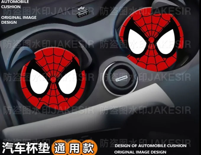Marvel Spiderman voiture dessous de verre dessin animé personnalité mode voiture décoration intérieure voiture tasse évier anti-dérapant tapis cadeau de vacances