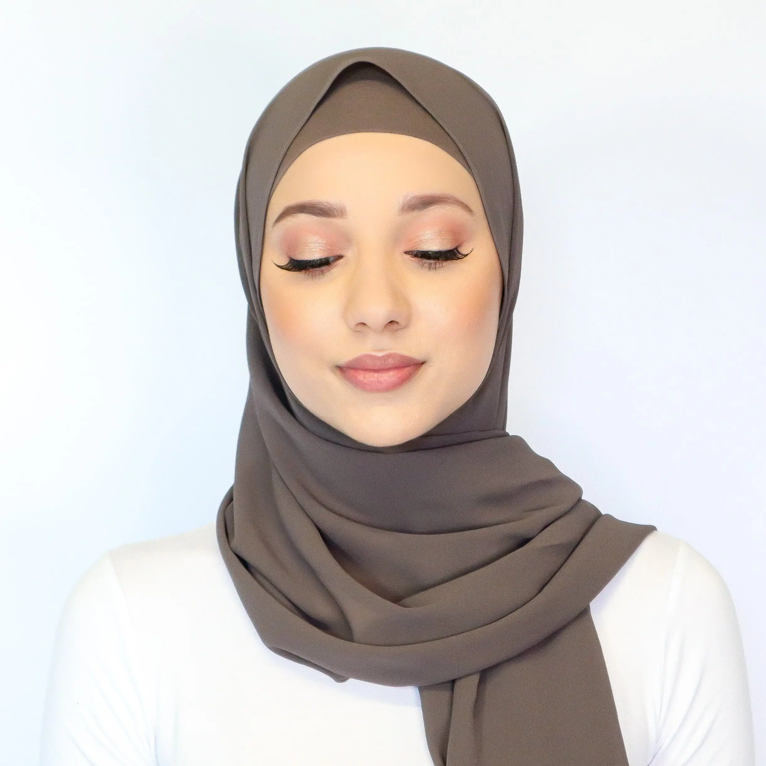 Fashion Pearl Chiffon Hijab Shawls Of Muslim Women Solid Color Head Wraps Scarf For Ladies 2
