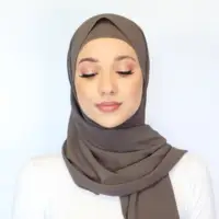 Fashion Pearl Chiffon Hijab Shawls Of Muslim Women Solid Color Head Wraps Scarf For Ladies 2