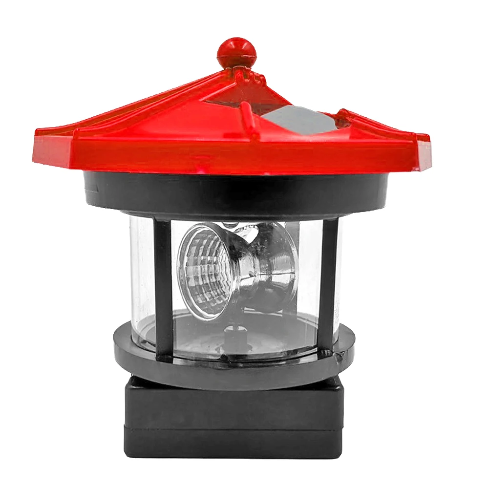 Lighthouse Solar LED Light Practical Durable Multi-functional Classic Fence Decor Smart Sensor Beacon Rotating Beam Lamp