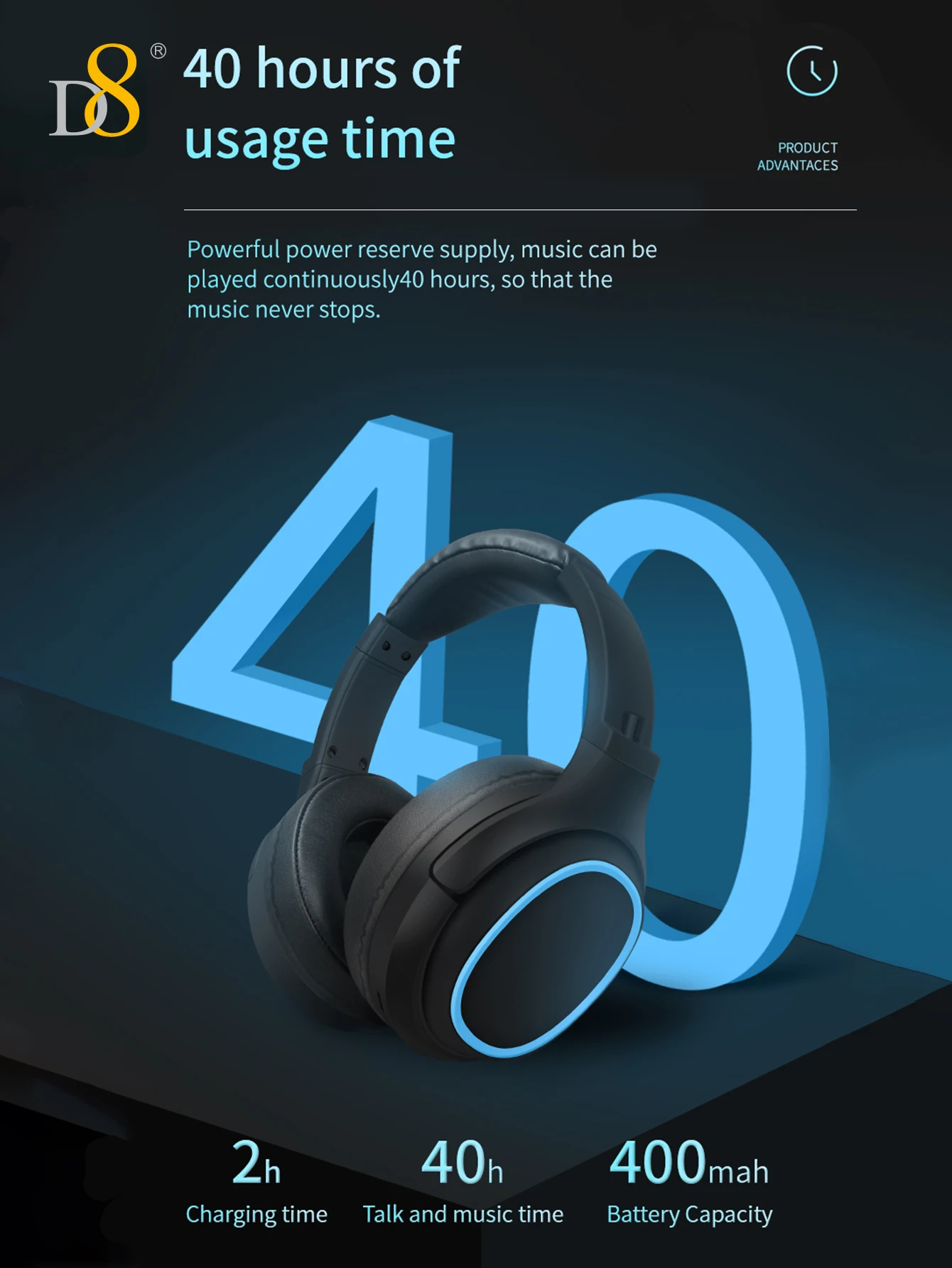 Stealth Over-Ear Headphones – Wireless & Wired Bluetooth Headset with Built-In Microphone, Micro SD Card Slot & 40H Long Playtime 5