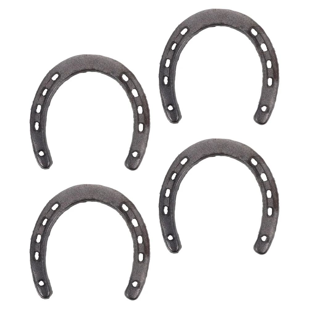 

4 Pcs Decor Horseshoe Decoration Wall Hanging Door Outdoor Adornment Iron Decors