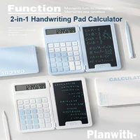 Planwith Calculator Writing Tablet with Stylus Folding 12 Digits Desktop Scientific Calculators Doodle Drawing Memo Erasable Pad 1