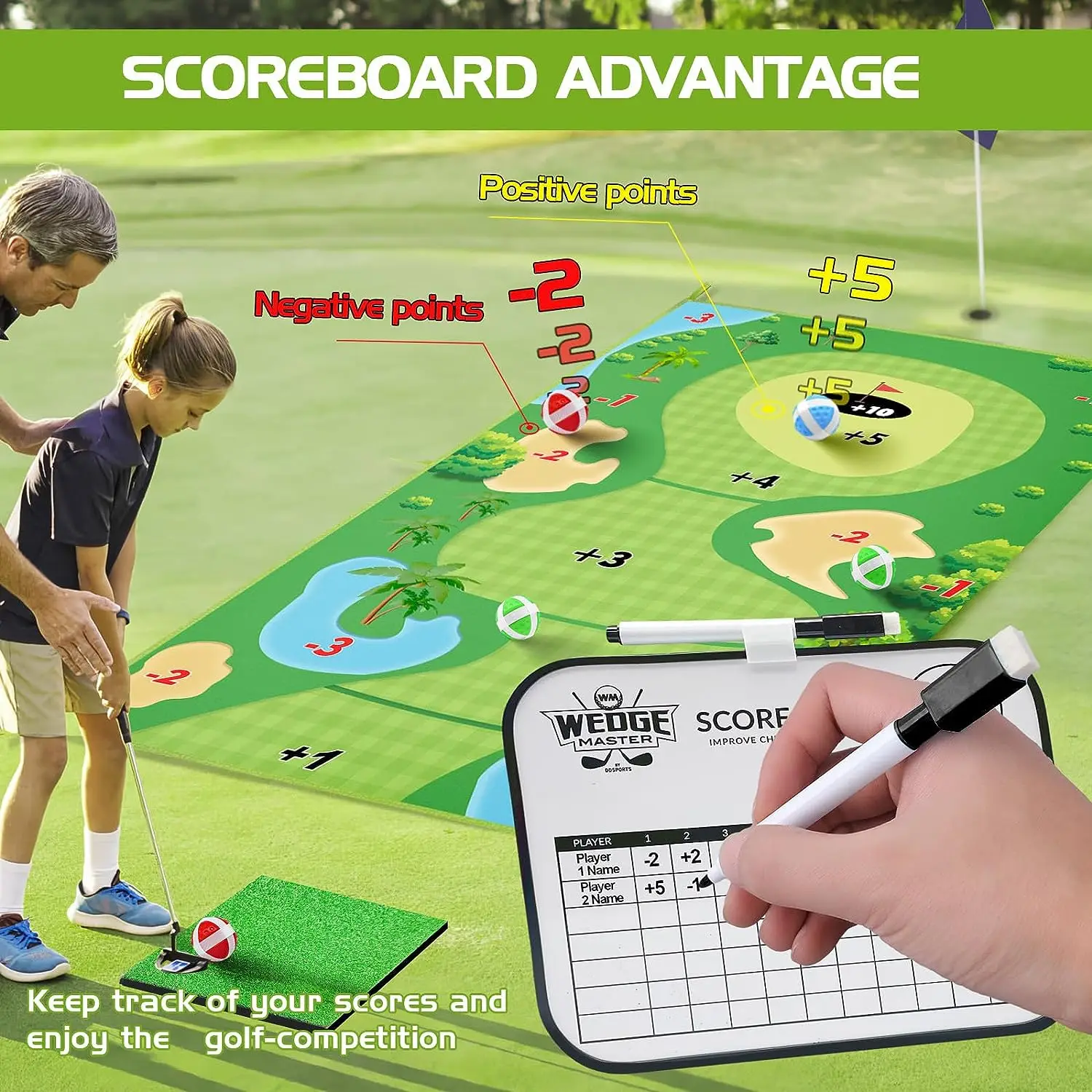 Kids Golf Chipping Game Set Golf Training Aid Battle Royale Golf Fun Practice Mat with Sticky Balls Outdoor Indoor Golf Toys 3