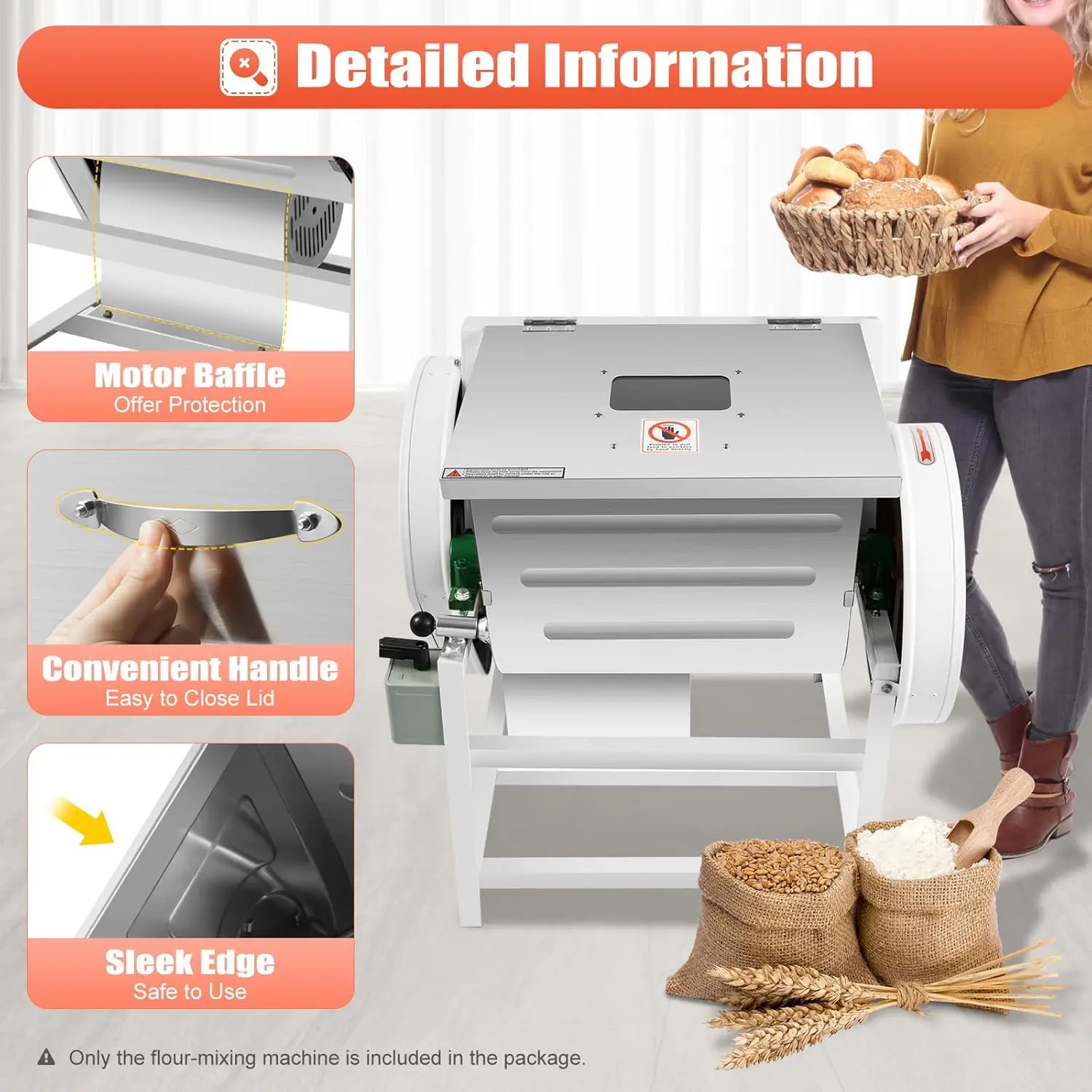 110V1.5KW Electric Dough Stand Mixer Heavy Duty Commercial Food Equipment Mix 110V 60HZ with inverted electric switch Suitable f 6