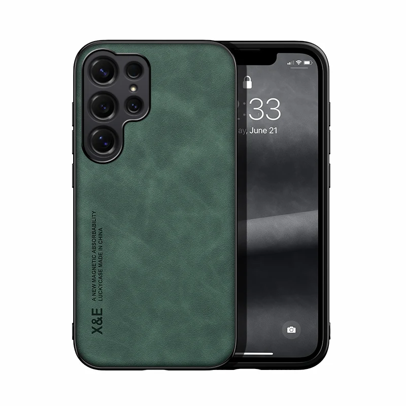Suede Sheepskin Leather Magnetic Phone Case Cover