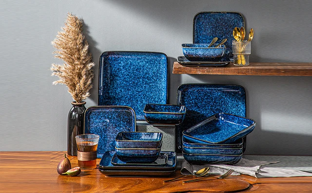 Vancasso Stern Square 4/8/12-Piece Dinner Plate Set, Kiln Change