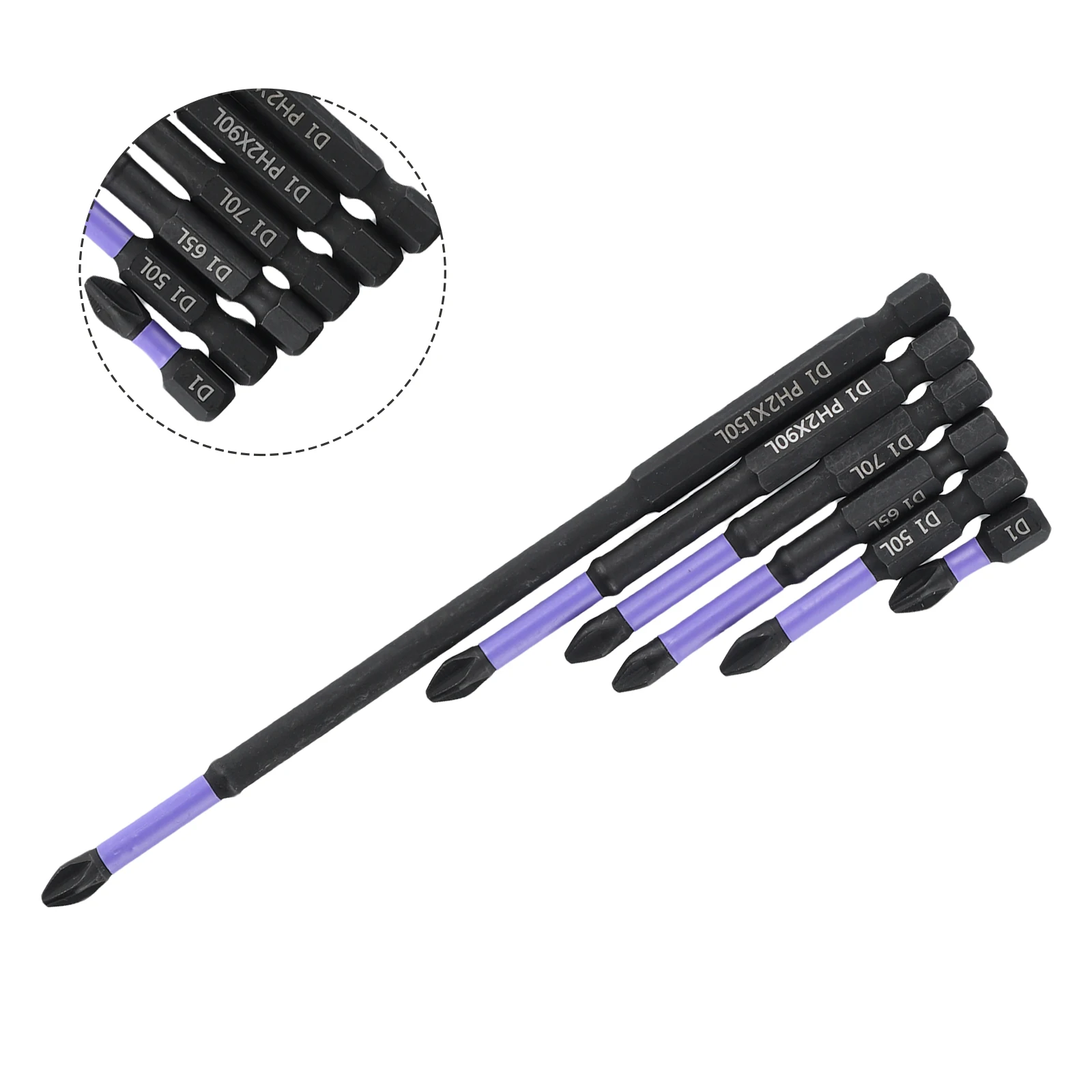 High Toughness 6PCS PH2 Magnetic Batch Head Cross Screwdriver Impact Drill Bit Set 25 150mm for Strong Screw driving Operations