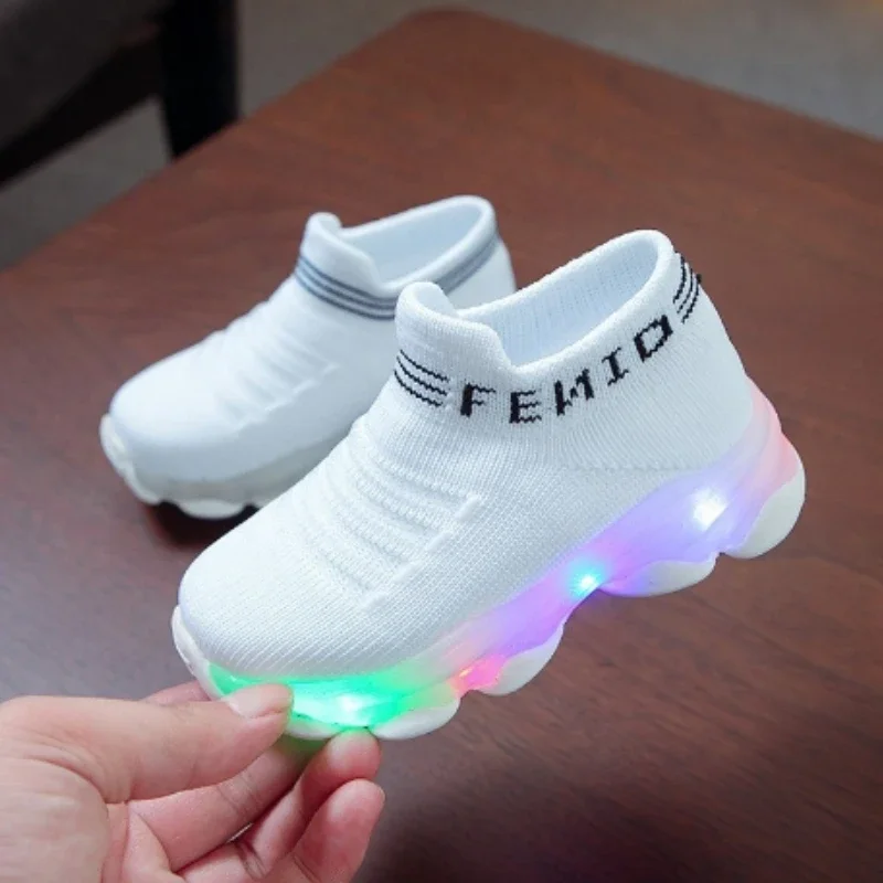 Zapatillas 어린이 운동화, LED 조명, 통기성, 여아 캐주얼 신발, 신축성 있는 어린이 신발, 가을 소년