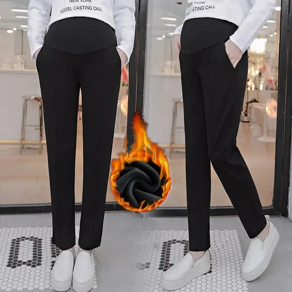 Velvet Maternity Leggings Pants For Pregnant Women Warm Winter Clothes Thickening Pregnancy Trousers Clothing