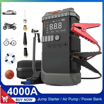 Avviatore di emergenza per auto con pompa d'aria 3000A Scatola di avviamento di picco 150PSI Gonfiatore digitale per pneumatici Avviatore di emergenza per batteria per auto con compressore d'aria