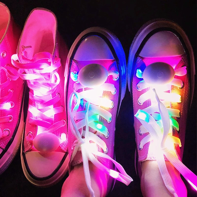 Led Sport Shoe Laces Luminous Shoelaces Glow Shoe Strings Round Flash ...