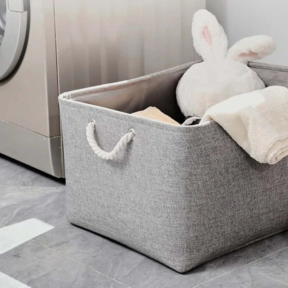 Storage Bins Collapsible Laundry Basket Rectangular Linen Toys Storage Box with Handle Portable Folding Storage Baskets Bedroom