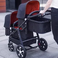 Poussette double légère et pliable pour bébé, siège double, assise et allongée, design avant et arrière pour nourrissons et tout-petits, landau de voyage 6