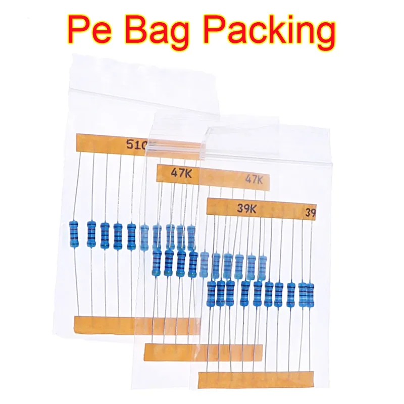 1/8W 1/4W 1/2W 1W 2W Metal Film Resistors Assortment Kit Box 1% 0 ohm-10 M Electronic Components resistor package Resistor Assortment