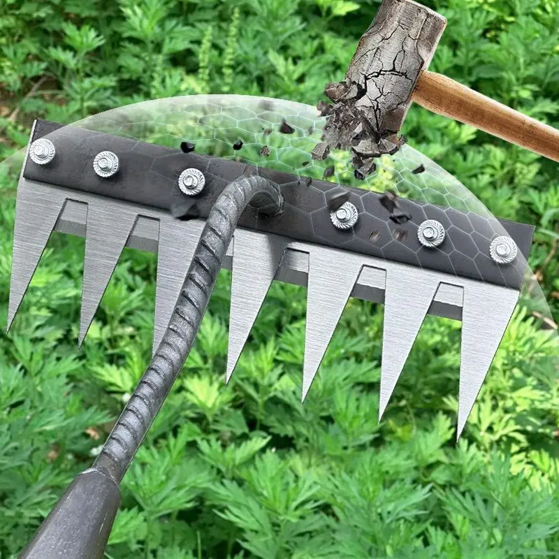 Garden Rake Weed Tool Head Portable Weeder Hand Weeder Weed Puller Tool Weed Puller Weed Tool Attachment Carbon Steel Weed Rake 5/6/7/8 Teeth Garden