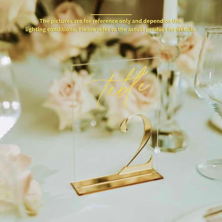 Wedding Table Numbers-Clear and Gold Mirror Acrylic Signs-Gold Wedding Table Signs Decor