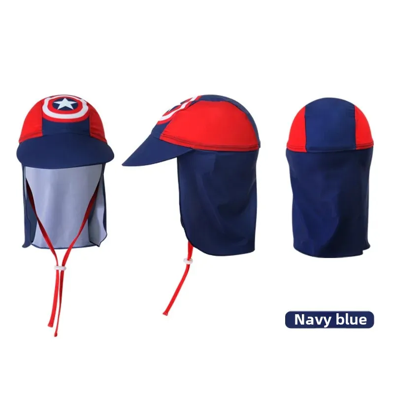 Korean Men's Children's Swimming Cap Neck Protection UV Protection Beach Sun Ear Cover