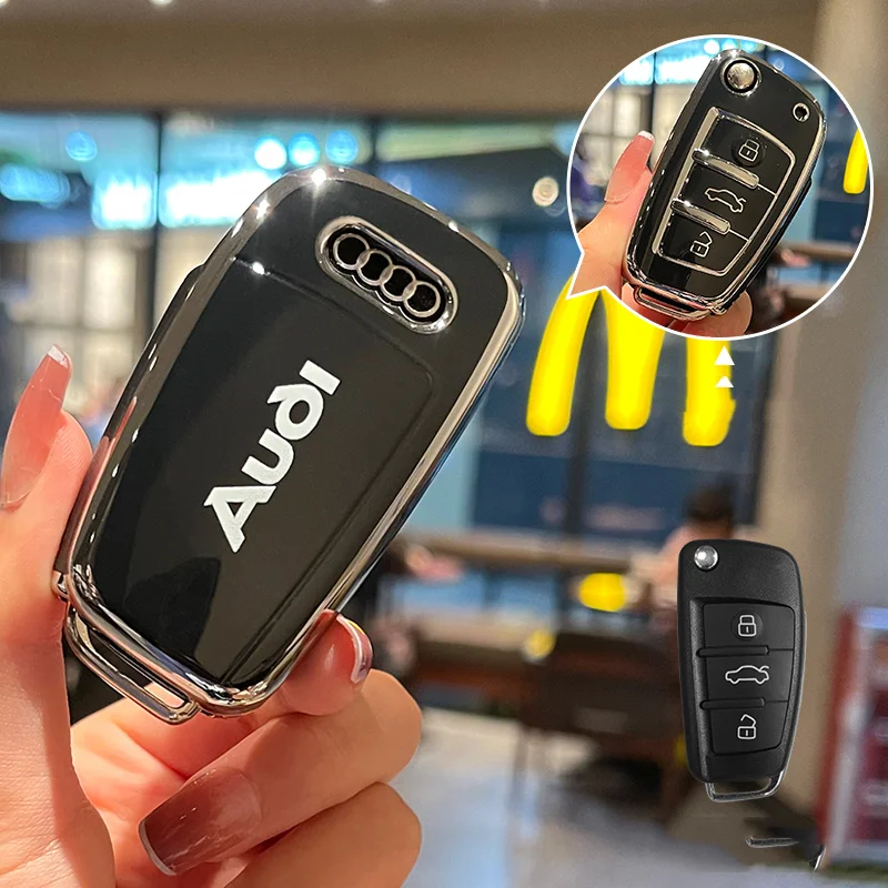 Soft TPU Car Flip Key Case Cover for Audi A1 A3 A6 etc