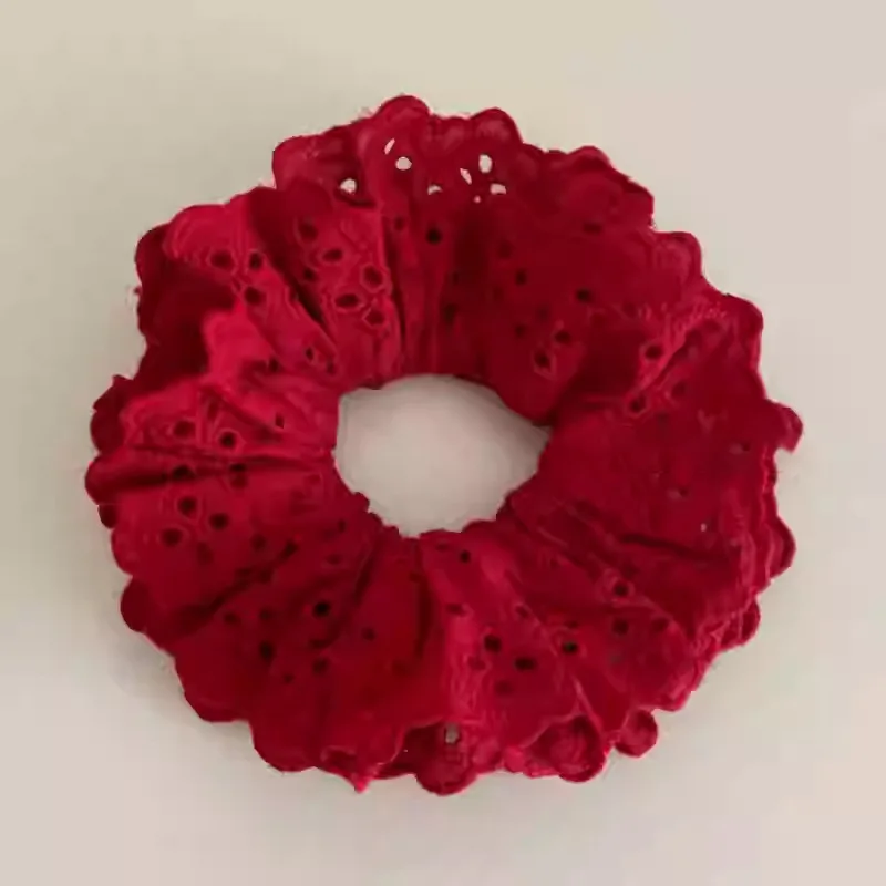 Doppellagige Blumenspitze, ausgehöhlte, plissierte Ballett-Spitzen-Haargummis, süße, sanfte, niedrige Pferdeschwanz-Kopfbänder, neue Accessoires für Frauen – Detail 8