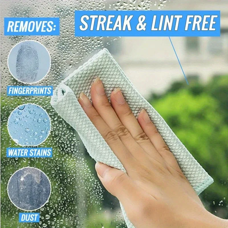 Magic Cleaning Cloth Fish Scale Glass Cloth Car Window Mirror Cleaning Cloth Traceless Reusable Suitable for Cleaning Kitchen Mi