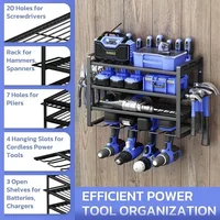 Power Tool Rack Electric Drill Holder Wall Mount Organizer Wrench Tool Workshop Screwdriver Storage Shelf Tool Organization 2