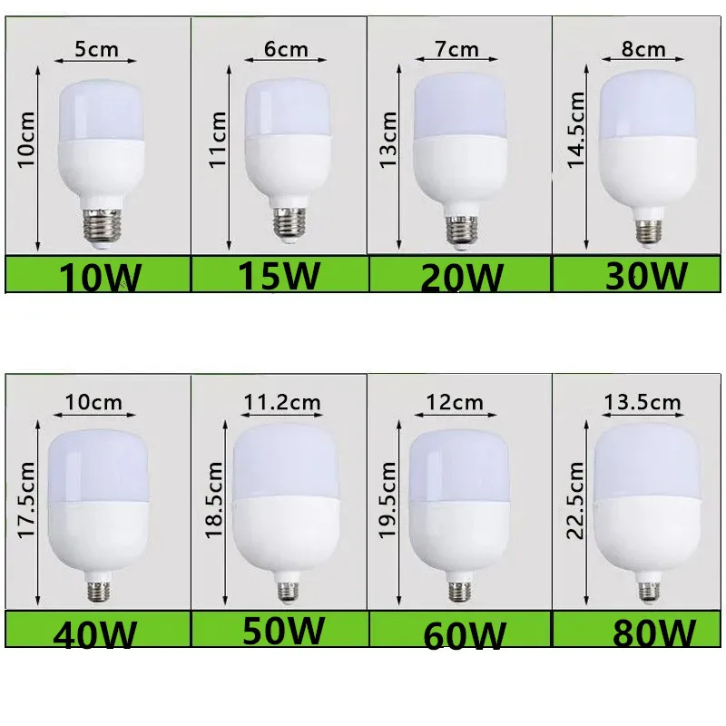 

LED Bulb Lamp Energy-Saving Bulb Light E27 5W 10W 15W 20W 30W 40W 50W 60W 80W220V White 6000K SMD Lighting Lamp for Living Room