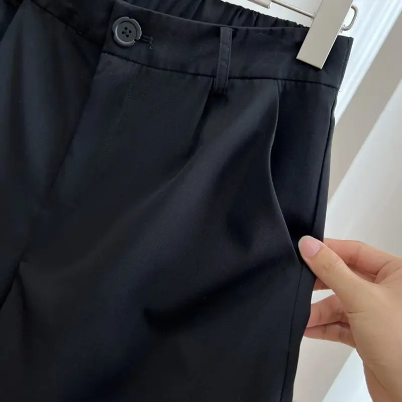 Casual Korean Female Folds Spliced Solid Color Shorts Fashionable Loose High Waist Wide Leg Shorts Summer New Women's Clothing