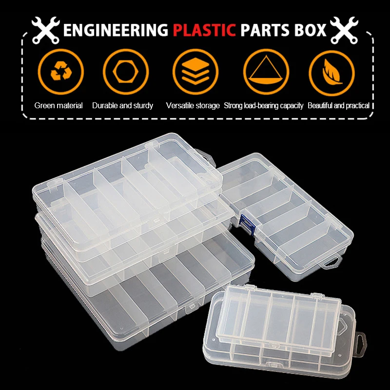 Accessorio in plastica trasparente Luya Box 5 scomparti Fishing Tackle Organizer Fake Bait Ray Frog Luya Bait Box amo da pesca